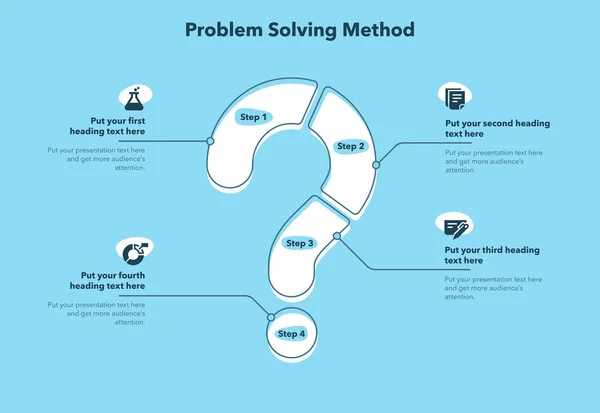 Problem Solving Method Template Four Steps Question Mark Main Symbol —  Vetores de Stock
