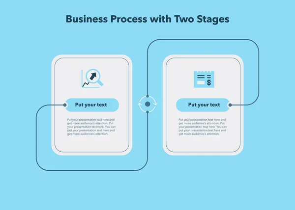 Simple Diagram Business Process Two Stages Blue Version Flat Template — Stock Vector