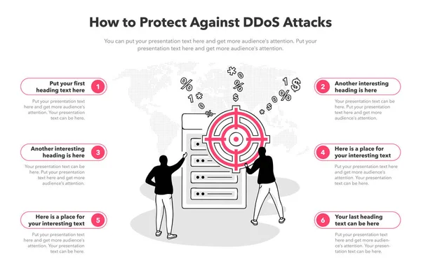 Απλό Πρότυπο Infographic Για Την Προστασία Από Επιθέσεις Ddos Στάδια — Διανυσματικό Αρχείο