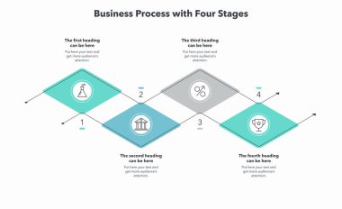 Dört aşamalı modern iş planı. İş sunumu için slayt.