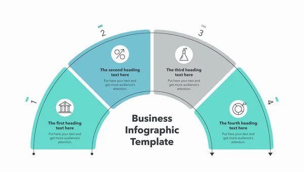 Infografik Für Einen Geschäftsprozess Mit Vier Farbenfrohen Stadien Kreatives Diagramm — Stockvektor