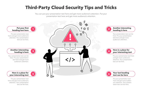 Eenvoudige Infographic Sjabloon Voor Externe Cloud Security Tips Trucs Fasen — Stockvector