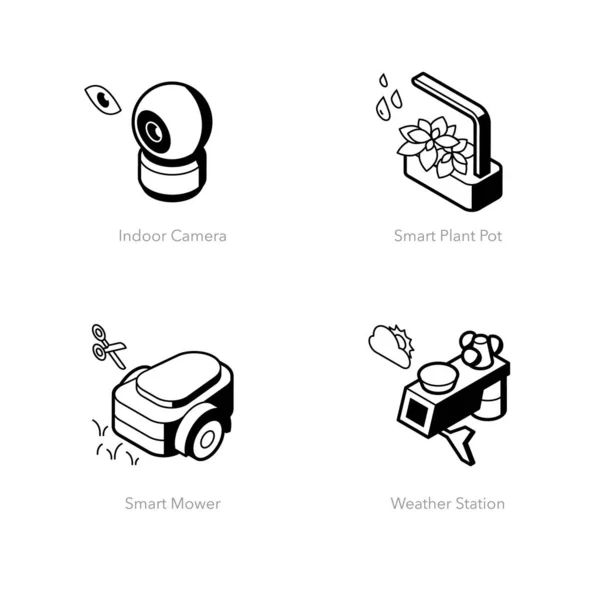 Ensemble Simple Icônes Maison Intelligente Contient Des Symboles Tels Que — Image vectorielle
