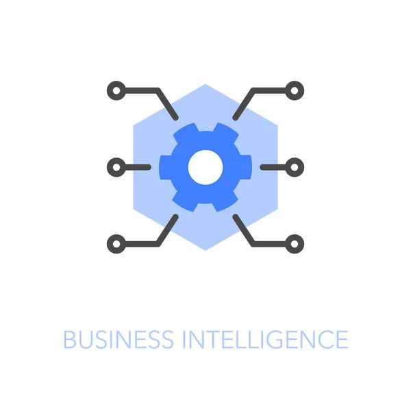 Simbolo Semplice Dell Icona Della Business Intelligence Visualizzata Con Ruota — Vettoriale Stock