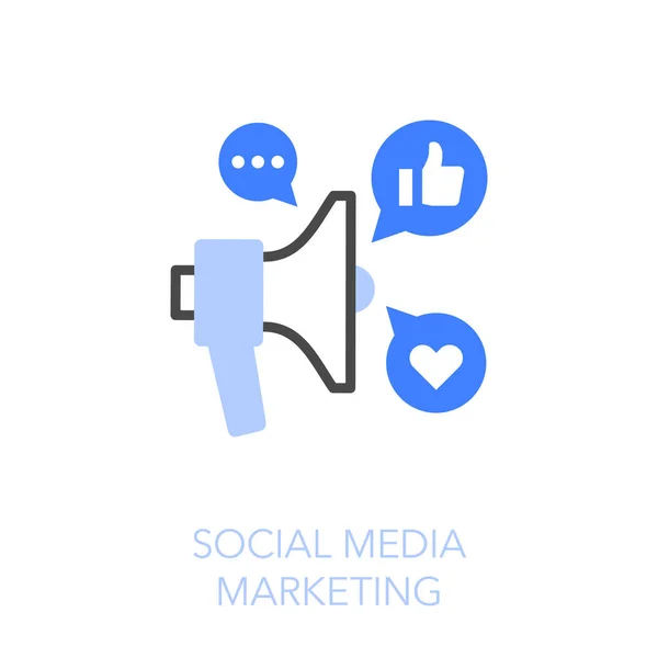 Enkel Visualisert Sosiale Medier Markedsføring Symbol Med Megaphone Sosiale Medier – stockvektor
