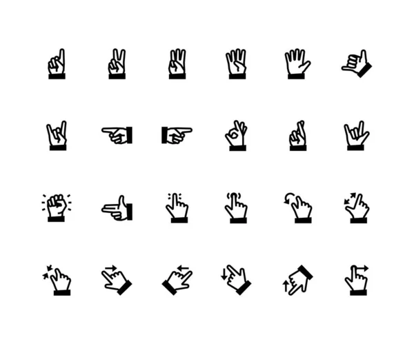 Εικονίδιο Σύνολο Χειρονομίες Περίγραμμα Σύμβολα Περιέχει Σύμβολα Όπως Αριθμοί Καλέστε — Διανυσματικό Αρχείο