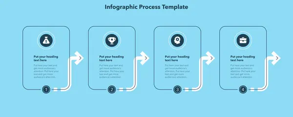 インフォグラフィックプロセス図は 最小限のアイコン 青いバージョン で4つの段階に分かれています Simple ワークフローレイアウト バナー Webデザインのためのチャートデザイン ロイヤリティフリーストックベクター