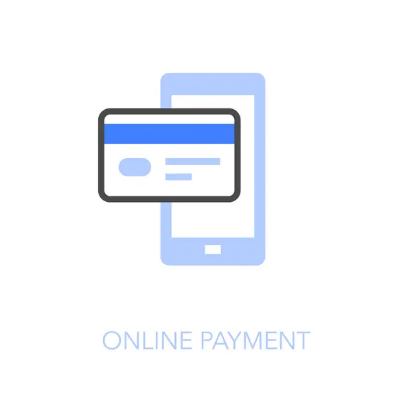 Enkel Visualiserad Online Betalningsikon Symbol Med Smartphone Och Ett Kreditkort Vektorgrafik