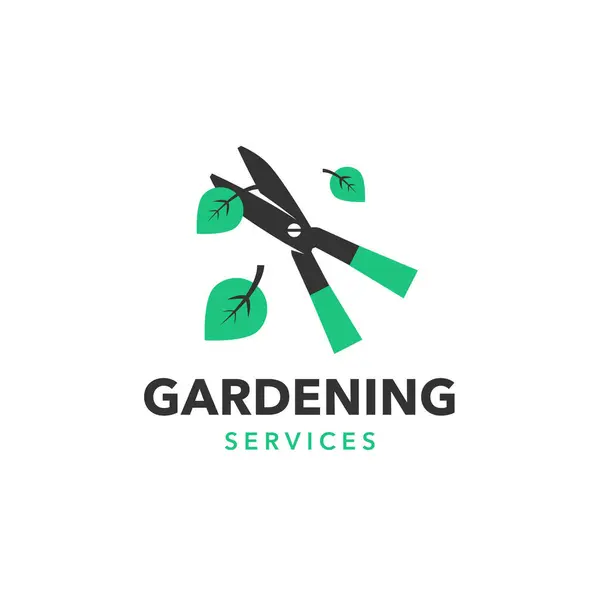 Flat Logo Design Template Gardening Services Simple Brand Element All Ilustração De Stock
