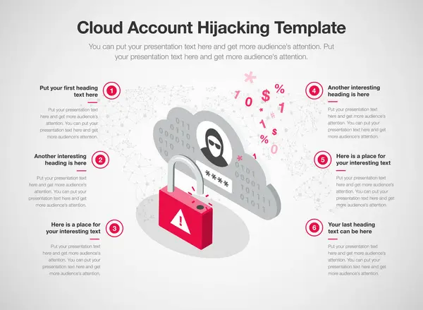 Simple Infographic Template Cloud Account Hijacking Stages Template Unlocked Padlock Vetor De Stock