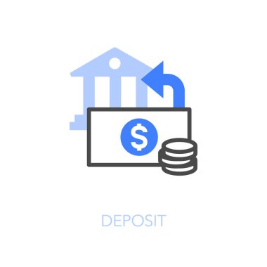 Bankaya para transferi ile basit görselleştirilmiş mevduat simgesi.