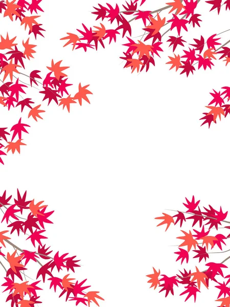 Vertical Autumn Frame Red Leaves Japanese Maple Branches Vector Minimalistic — Image vectorielle