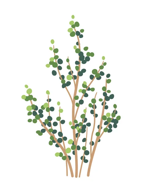 Buisson Simple Avec Des Feuilles Vertes Isolées Sur Fond Blanc — Image vectorielle
