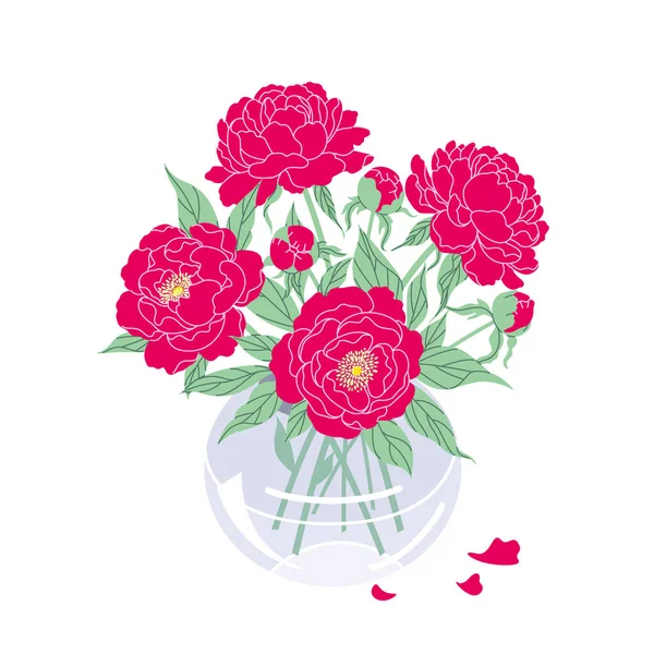 Belles Fleurs Automne Jaunes Dans Vase Sphérique Verre Bouquet Simple — Image vectorielle