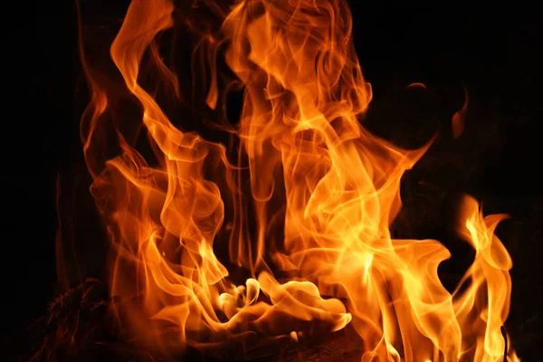 Llama Ardiente Fuego Aislado Sobre Fondo Negro Pila Energía Térmica — Foto de Stock