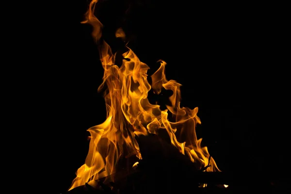Llama Ardiente Fuego Aislado Sobre Fondo Negro Pila Energía Térmica — Foto de Stock