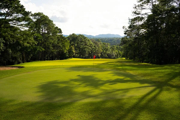 Background Evening Golf Course Has Sunlight Shining Golf Course Thailand — Stock Photo, Image