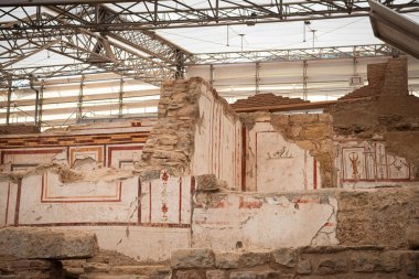 Ephesus Ancient City 'deki Terrace Evleri' nin (Yamacevler) iç dekorasyonu. İzmir, Türkiye