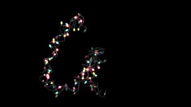Büyüyen yanıp sönen Noel ışıkları harfleri W harfi