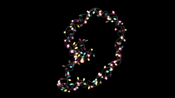 Рост Анимированные Мигающие Рождественские Огни Буквы Шрифт — стоковое видео