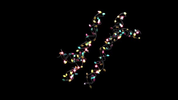 アニメーション点滅クリスマスライト文字の書体のハッシュタグの成長 — ストック動画