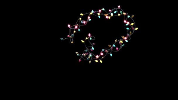 Wachsende Animierte Blinkende Weihnachtsbeleuchtung Buchstaben Schrift — Stockvideo