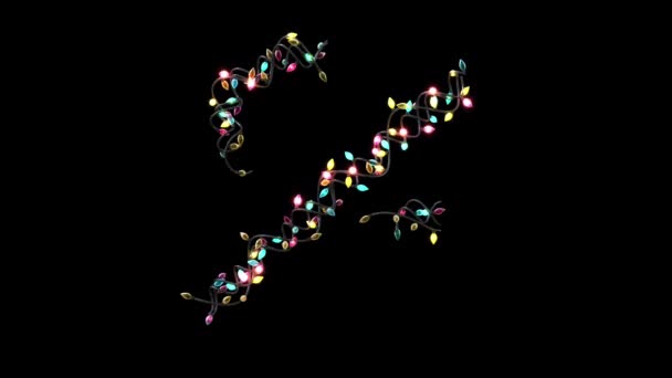 Growing Animated Blinking Christmas Lights Letters Typeface Percent — Stock Video