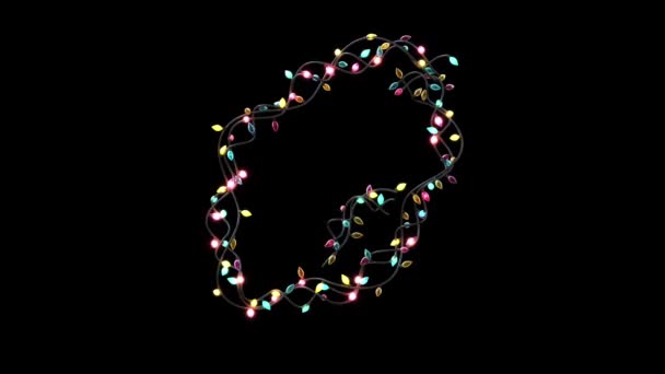 Growing Animated Blinking Christmas Lights Letters Typeface — Stock Video