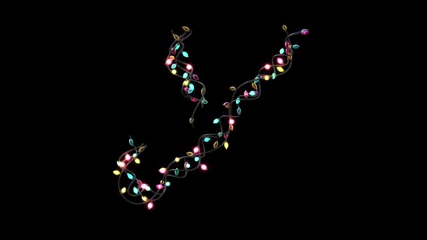 不断增长的动画闪烁圣诞彩灯字体X — 图库视频影像