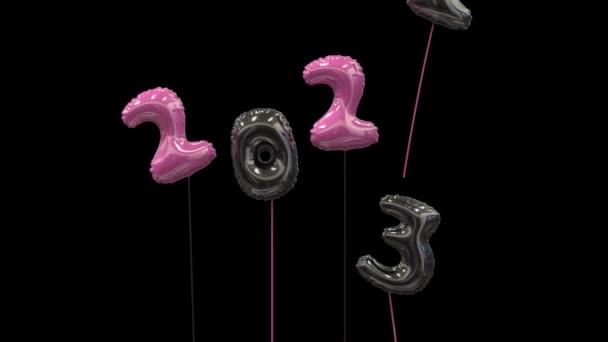 Balon Salam Tahun Baru 202 Terbang Menjauh 202 Datang Pink — Stok Video