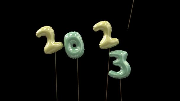 Balão Cumprimentos Ano Novo 202 Voando 202 Chegando Pastel Amarelo — Vídeo de Stock