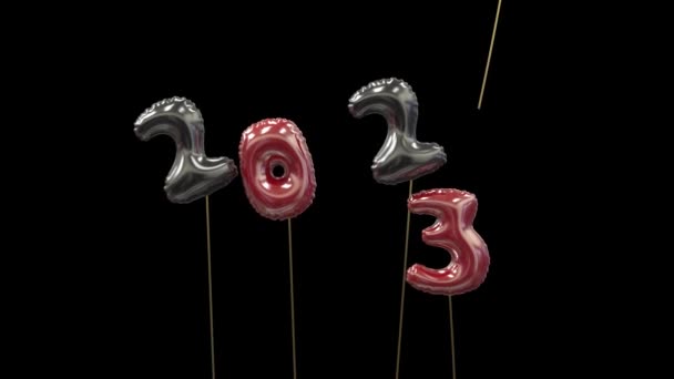 Balon Yeni Yıl Selamlar 202 Uzaklara Uçan 202 Siyah Kırmızı — Stok video