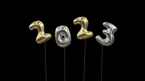 Ballon Nieuwjaar Groeten 2023 Zilver Goud — Stockvideo