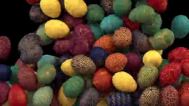 多色金黄色图案复活节彩蛋脱落过渡 — 图库视频影像