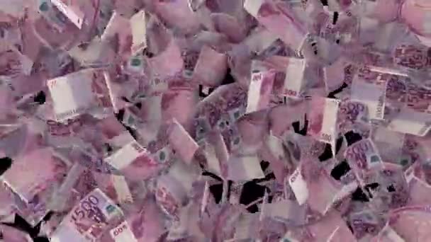 Динамічні Гроші Євро Переходять Горизонтальної Сторони Вертикальну — стокове відео