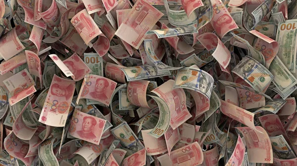 Celá Obrazovka Peníze Měna Pozadí Finance Ilustrace Usd Yuan — Stock fotografie