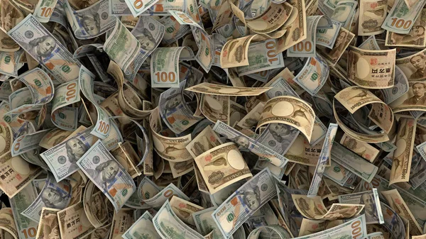 Volledig Scherm Geld Valuta Achtergrond Financiën Illustratie Usd Yen — Stockfoto