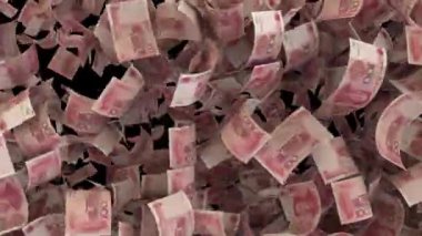 Dinamik Çin Yuan para faturaları köşedeki çapraz silme geçiş