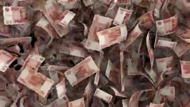 Dynamiska Ryska Rubel Pengar Räkningar Övergång Från Horisontell Sida Till — Stockvideo