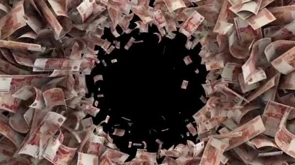 Dinamik Rus Rublesi Para Faturaları Kenarlardan Ortaya Kenarlardan Ortaya Geçiş — Stok video