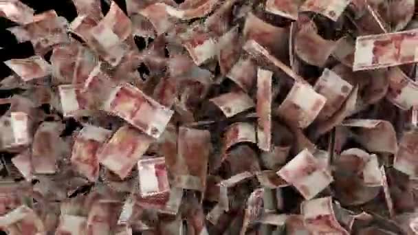 动态的俄罗斯卢布钞票从侧面过渡到侧面爆炸 — 图库视频影像