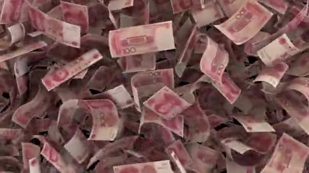 Динамичные Китайские Банкноты Юаня Переход Нижней Верхней Вертикальной Салфетки — стоковое видео