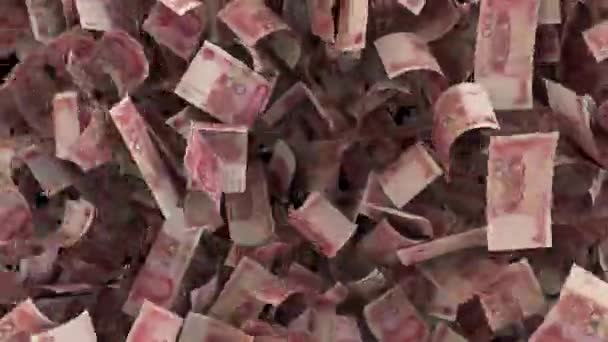 Dynamiska Kinesiska Yuan Pengar Räkningar Övergång Från Horisontell Sida Till — Stockvideo