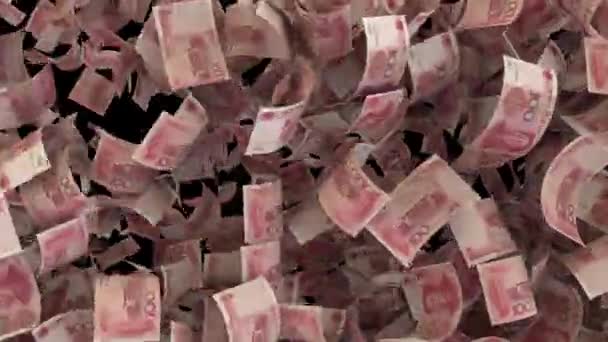 Динамічний Китайський Юань Грошові Купюри Перехід Від Кутової Діагональної Протирання — стокове відео