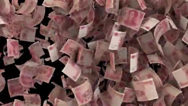 动态的人民币钞票从侧面向横向冲刷过渡 — 图库视频影像