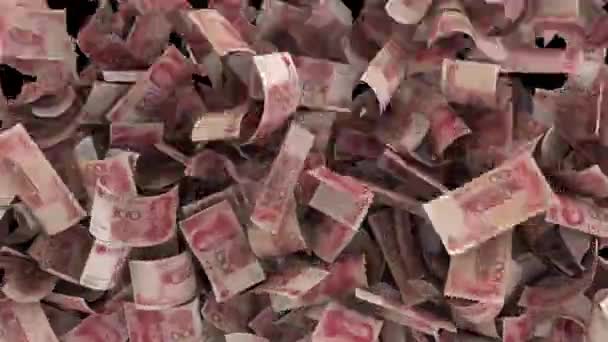 Dynamiczny Chiński Yuan Pieniądze Przejścia Góry Niż Eksploduje — Wideo stockowe