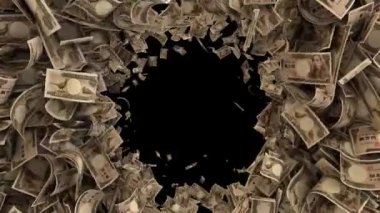  Dinamik Japon Yen para banknotları kenarlardan ortaya ve kenarlardan ortaya geçiş yapar 