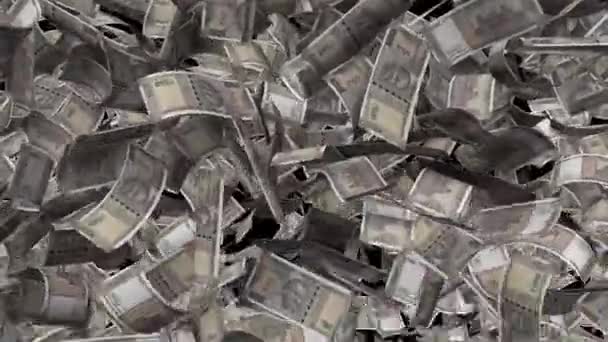 Динамичные Индийские Банкноты Рупий Переход Нижней Верхней Вертикальной Салфетки — стоковое видео