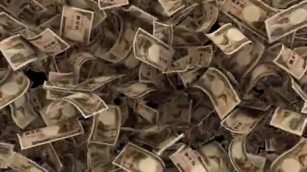 Dynamischer Übergang Der Japanischen Yen Geldscheine Von Unten Nach Oben — Stockvideo