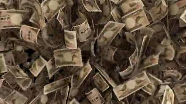 Δυναμική Ιαπωνική Yen Χρήματα Λογαριασμούς Μετάβαση Από Την Οριζόντια Πλευρά — Αρχείο Βίντεο